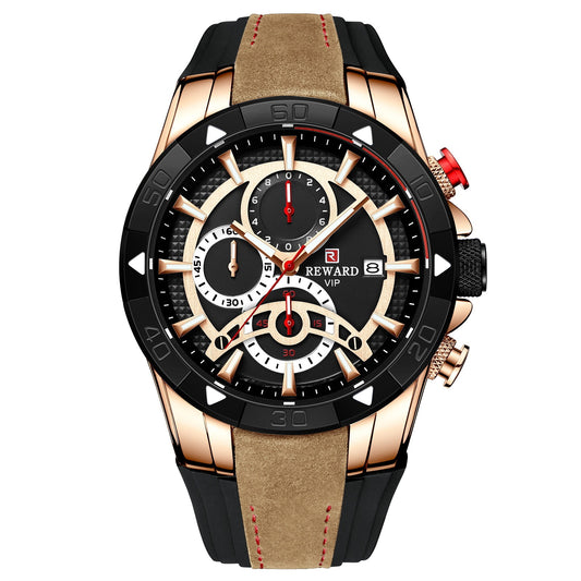 Classic Men’s Quartz Wristwatch – Calendar Display, Six-Hand Design, Business Style
