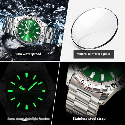 New Men's Swiss Brand Style Luminous Waterproof Fashion Watch - Quartz Movement, Date, Super Strong Lume