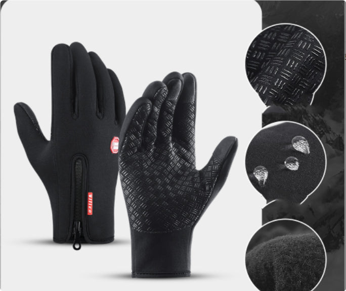 Winter Touchscreen Motorcycle Gloves – Waterproof, Anti-Slip, Warm Fleece Riding Gloves